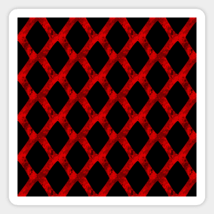 Red Grid Cube Geometric Dark Pattern Magnet